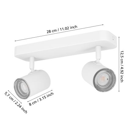 Eglo - Точковий світильник для ванної кімнати 2xGU10/5W/230V IP44 білий