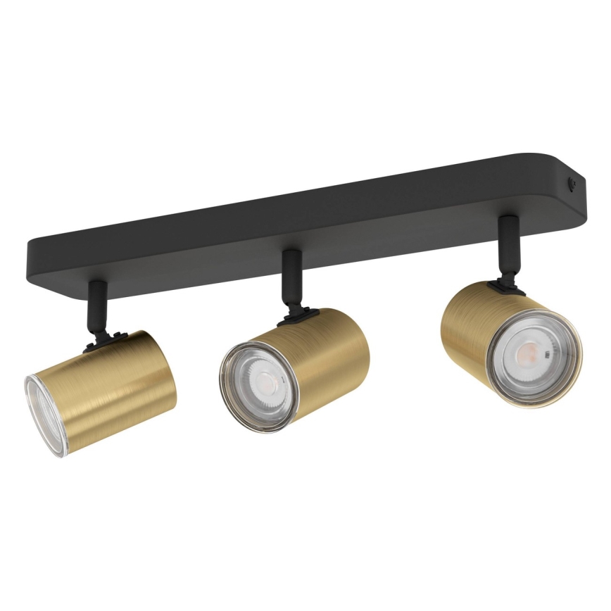 Eglo - Точковий світильник для ванної кімнати 3xGU10/5W/230V IP44 чорний/золотий