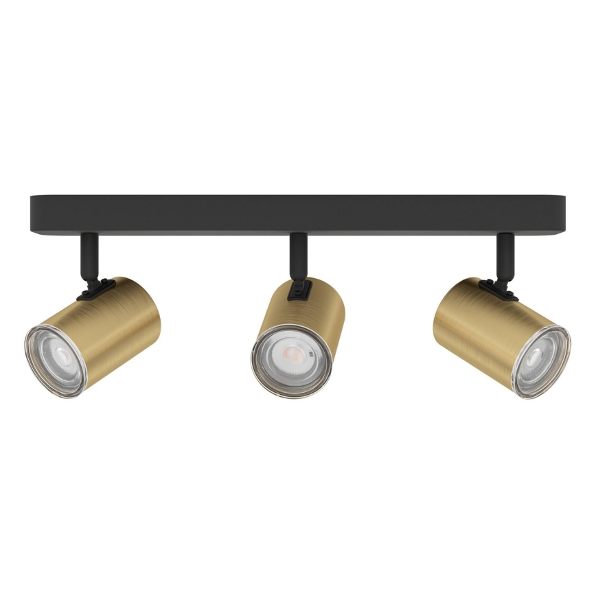 Eglo - Точковий світильник для ванної кімнати 3xGU10/5W/230V IP44 чорний/золотий