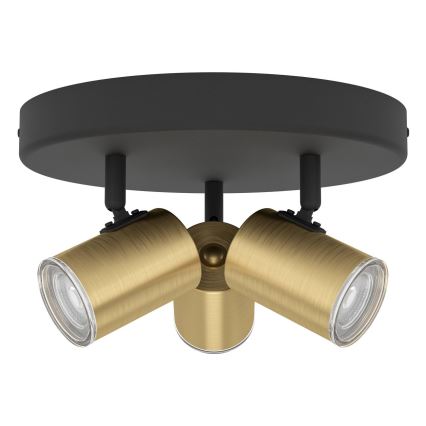 Eglo - Точковий світильник для ванної кімнати 3xGU10/5W/230V діаметр 25 см IP44 чорний/золотий