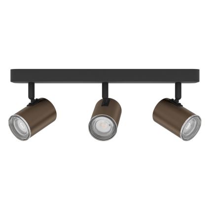 Егло - Точковий світильник для ванної кімнати 3xGU10/5W/230V IP44 чорний/коричневий