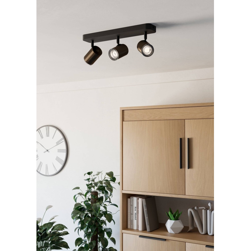 Егло - Точковий світильник для ванної кімнати 3xGU10/5W/230V IP44 чорний/коричневий