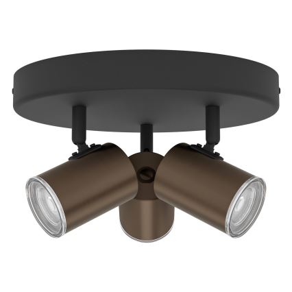 Eglo - Точковий світильник для ванної кімнати 3xGU10/5W/230V, діаметром 25 см, IP44, чорний/коричневий