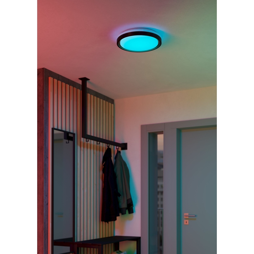 Eglo 300684 - LED RGBW диммируемый потолочный светильник MALERAMARA-Z LED/14W/230V 2700-6500K Ø 35,7 cm чёрный/золотой + пульт дистанционного управления