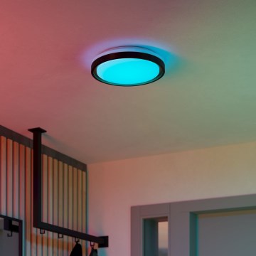 Eglo 300684 - LED RGBW стельовий світильник MALERAMARA-Z з регулюванням яскравості LED/14 Вт/230 В 2700–6500 К діаметр 35,7 см чорний/золотий + пульт дистанційного керування