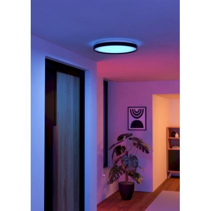Eglo 300692- LED RGBW диммируемый потолочный светильник MOZONCILLO-Z LED/28,3W/230V 2700-6500K диаметр 48,4 см чёрный + пульт дистанционного управления