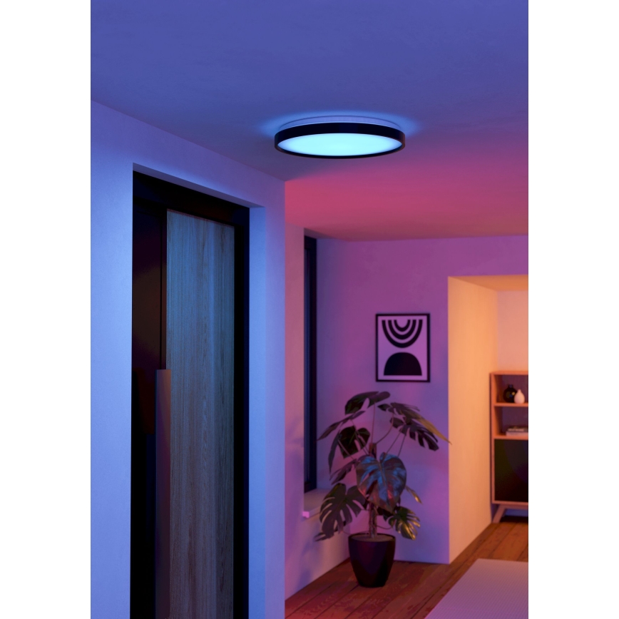 Eglo 300692- LED RGBW диммируемый потолочный светильник MOZONCILLO-Z LED/28,3W/230V 2700-6500K диаметр 48,4 см чёрный + пульт дистанционного управления