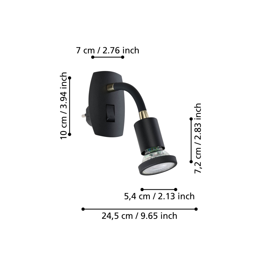 Eglo - LED-светильник для розетки 1xGU10/4,5W/230V черный