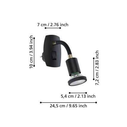 Eglo - LED‑світильник у розетку 1xGU10/4,5W/230V чорний