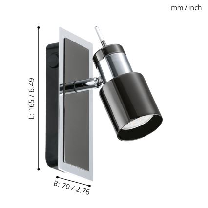 Eglo - Светодиодный точечный светильник 1xGU10/5W/230V черный