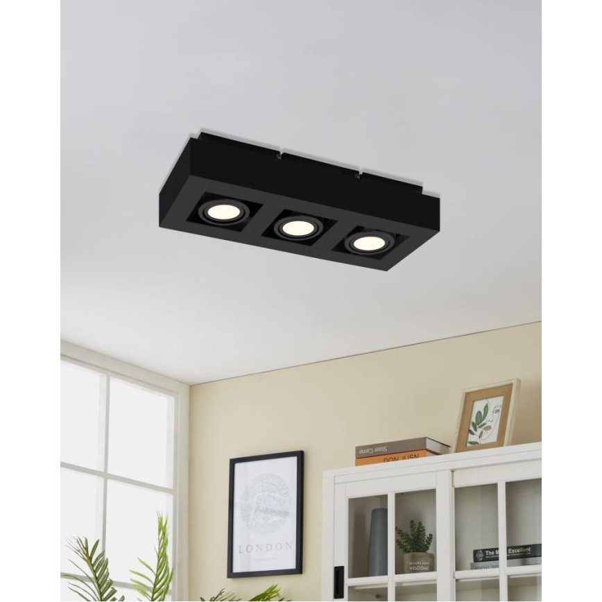 Eglo 31064 - LED точковий світильник MENDOZA 3xLED/4,7W/230V 3000K чорний