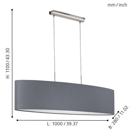 Eglo - Підвісна люстра 2xE27/60W/230V