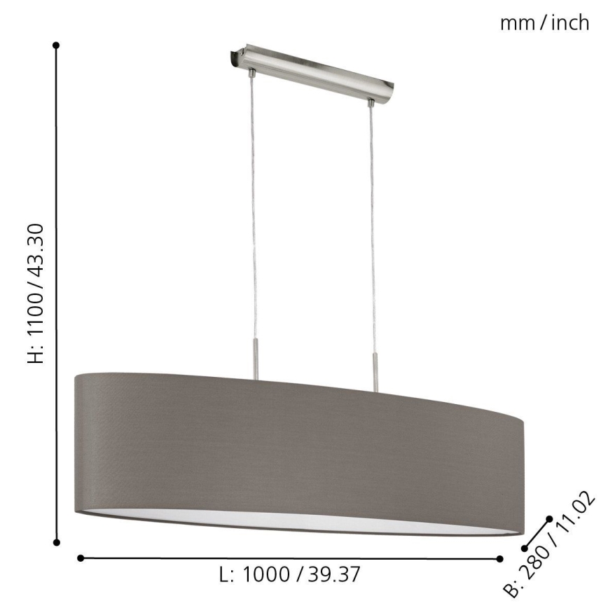 Eglo 31587 - Подвесная люстра PASTERI 2xE27/60W/230V