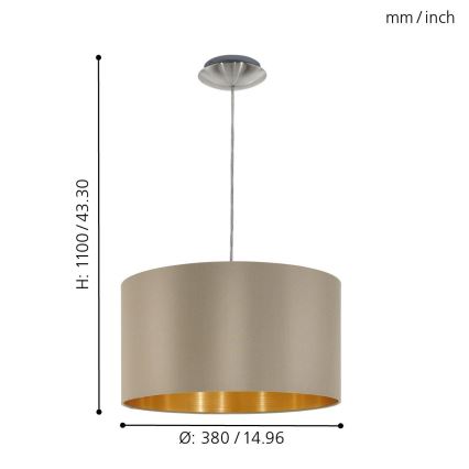 Eglo - Підвісна люстра 1xE27/60W/230V taupe