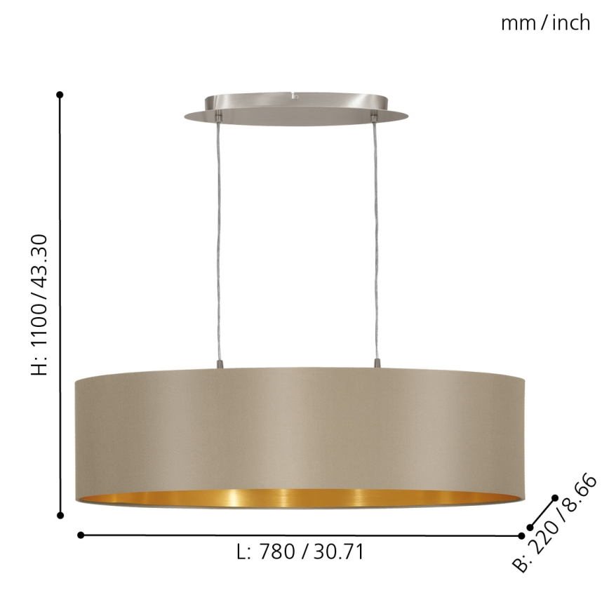 Eglo - Люстра на тросе 2xE27/60W/230V