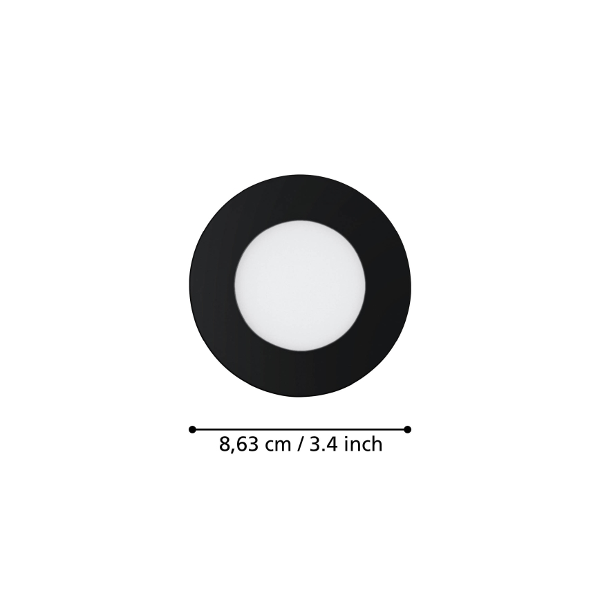 Eglo 31743 - НАБІР 3 шт. вбудованих світильників для ванної кімнати LED FUEVA-Z, з регулюванням яскравості, 1xLED/2,8W/230V 2700-6500 IP44, чорний, діам. 8,5 см