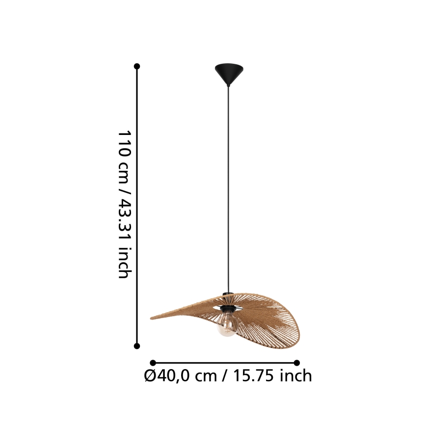 Eglo - Люстра на шнуре 1xE27/42W/230V 56 cm коричневый/чёрный