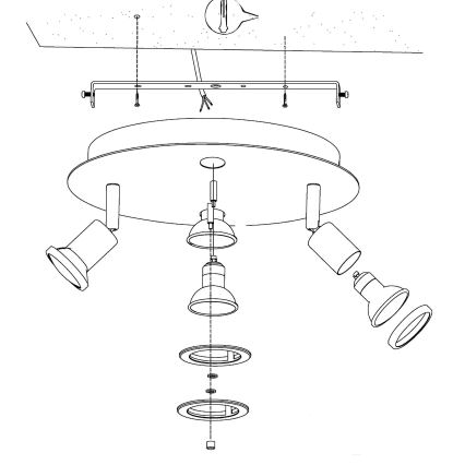 Eglo 32001 - LED-стельовий світильник PAWEDO 1 4xGU10-LED/3W/230V