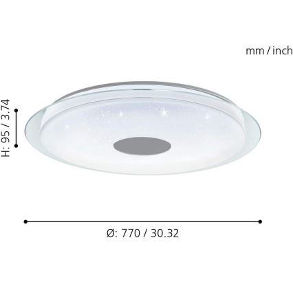 Eglo 32344 - LED RGBW Диммируемый потолочный светильник LANCIANO-C LED/53W/230V 2700-6500K + пульт дистанционного управления