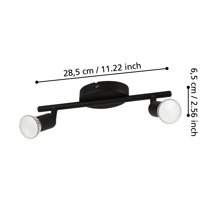 Eglo - Світлодіодний точковий світильник 2xGU10/2,8W/230V 3000K чорний