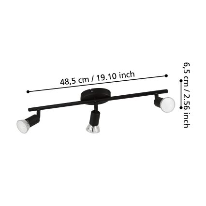 Eglo - Світлодіодний точковий світильник 3xGU10/2,8W/230V 3000K чорний