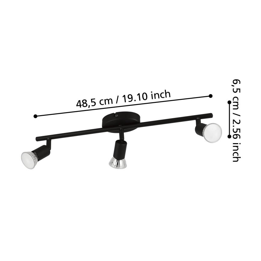 Eglo - Світлодіодний точковий світильник 3xGU10/2,8W/230V 3000K чорний