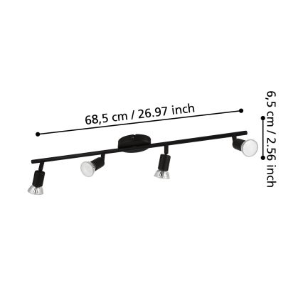 Eglo - Светодиодный точечный светильник 4xGU10/2,8W/230V 3000K черный