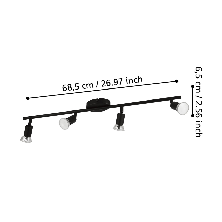 Eglo - Светодиодный точечный светильник 4xGU10/2,8W/230V 3000K черный