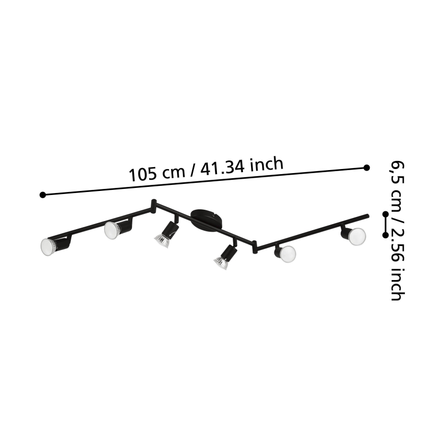 Eglo - Світлодіодний точковий світильник 6xGU10/2,8W/230V 3000K чорний