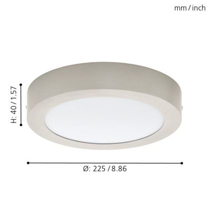 Eglo 32442 - потолочный светодиодный светильник FUEVA 1, 18W/230V, Ø 22,5 см