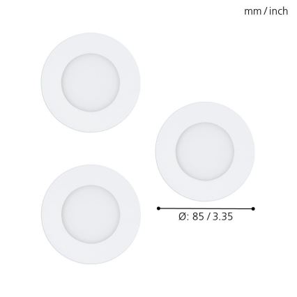 Eglo - Набір із 3 LED RGB затемнюваних вбудованих світильників FUEVA-C LED/3W/230V, діаметр 8,5 см