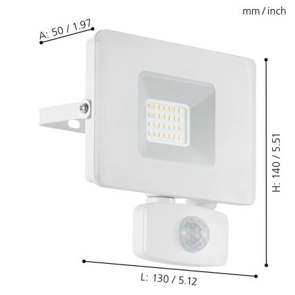 Eglo - Светодиодный прожектор с датчиком LED/20W/230V IP44