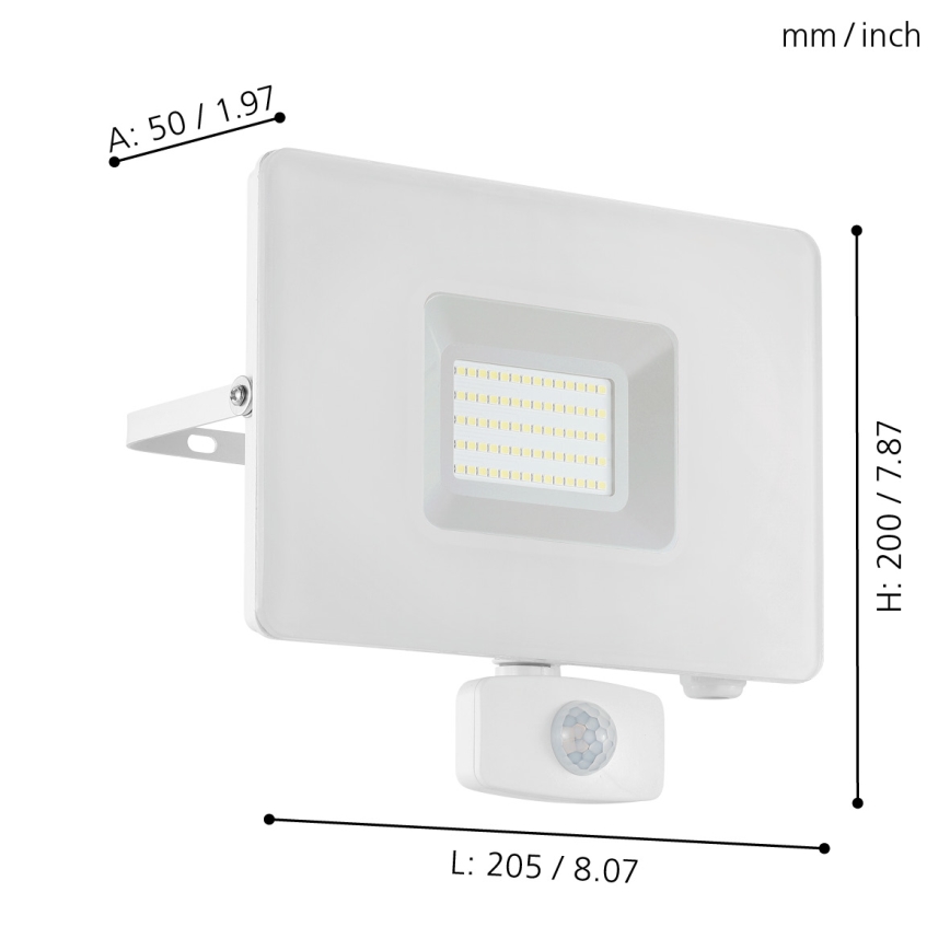 Eglo - Світлодіодний прожектор з датчиком LED/50W/230V IP44