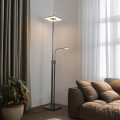 Eglo 33182 - Светодиодный регулируемый торшер SOLANO 1xLED/26W/230V +1xLED/3,2W 3000K матовый хром