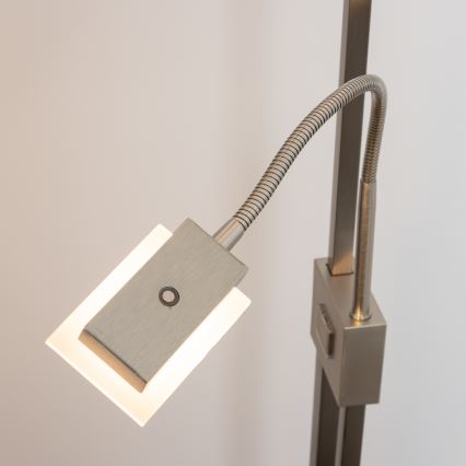 Eglo 33182 - Светодиодный торшер с регулированием яркости SOLANO 1xLED/26W/230V + 1xLED/3,2W 3000K матовый хром