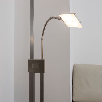 Eglo 33182 - Светодиодный торшер с регулированием яркости SOLANO 1xLED/26W/230V + 1xLED/3,2W 3000K матовый хром