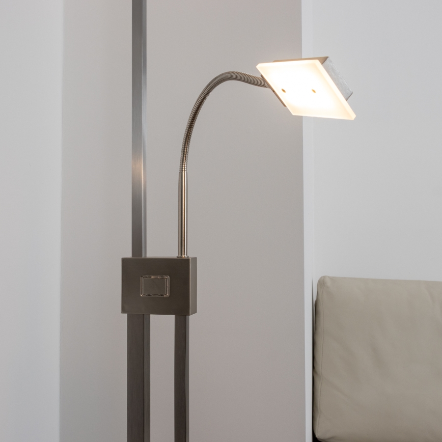 Eglo 33182 - Светодиодный торшер с регулированием яркости SOLANO 1xLED/26W/230V + 1xLED/3,2W 3000K матовый хром