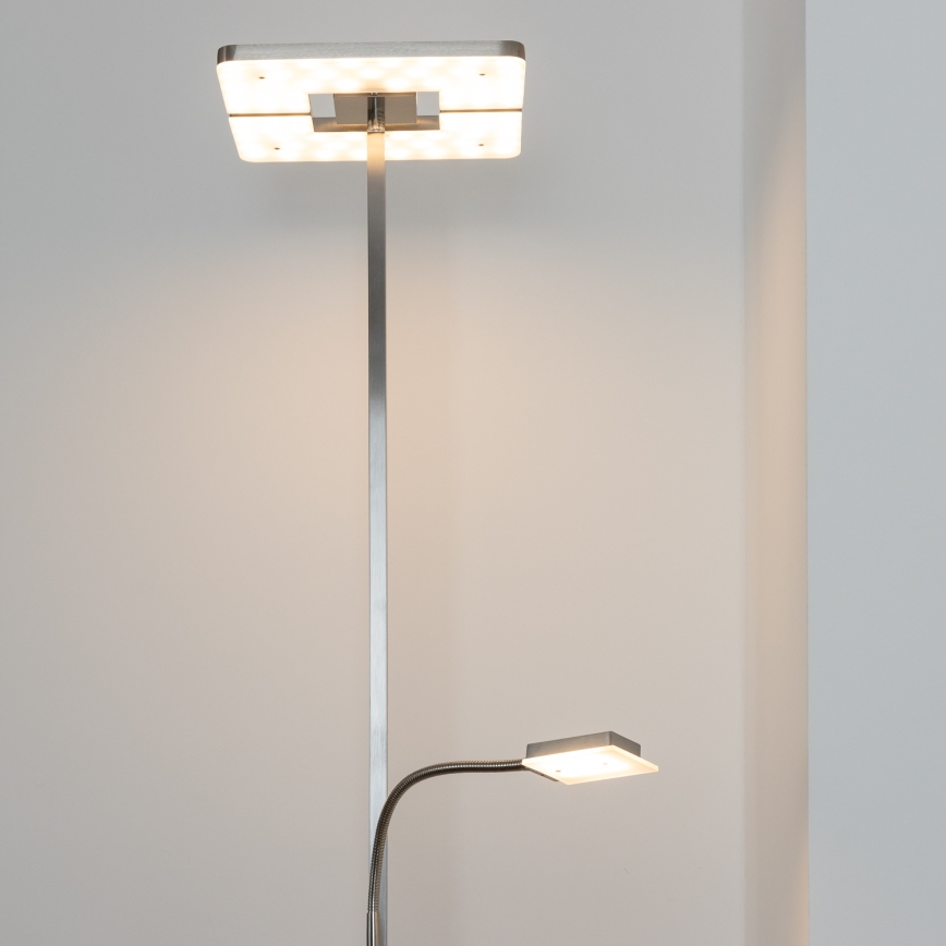Eglo 33182 - Светодиодный торшер с регулированием яркости SOLANO 1xLED/26W/230V + 1xLED/3,2W 3000K матовый хром