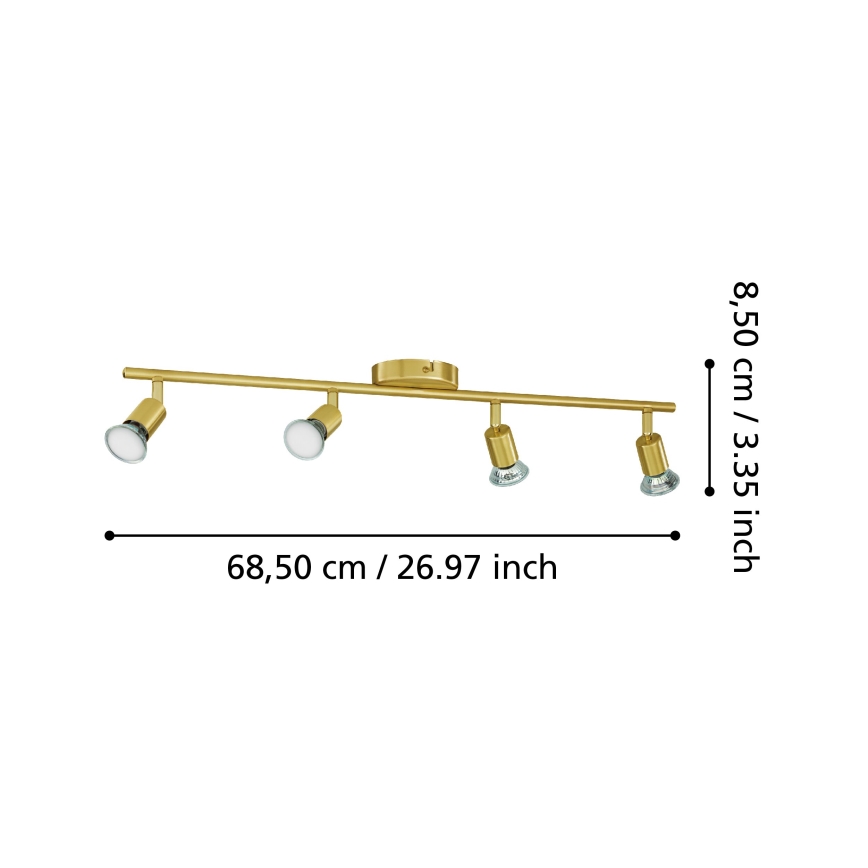Eglo - Светодиодный точечный светильник 4xGU10/2,8W/230V 3000K золотистый