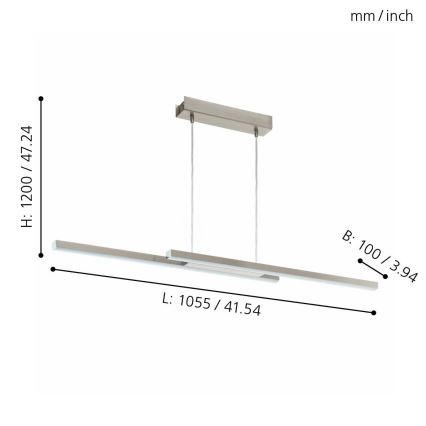 Eglo 33232 - LED RGBW регульована підвісна люстра на тросі FRAIOLI-C LED/34W/230V матовий хром