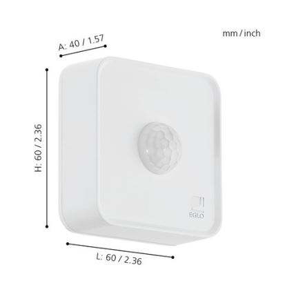 Eglo 33236 - Вуличний датчик руху CONNECT SENSOR 3xAA 12 м білий IP44
