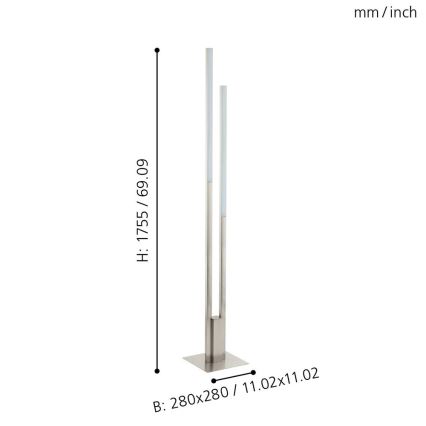 Eglo 33323 - Светодиодный RGBW-торшер с регулированием яркости FRAIOLI-C 2xLED/17W/230V 2700-6500K матовый хром
