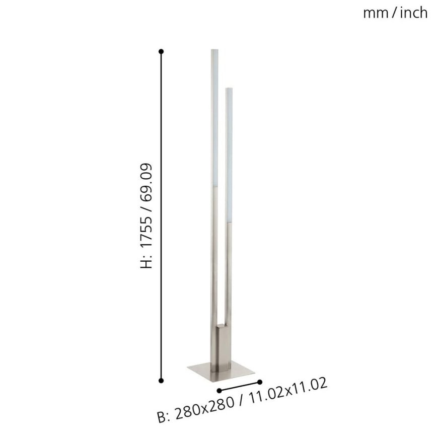 Eglo 33323 - Светодиодный RGBW-торшер с регулированием яркости FRAIOLI-C 2xLED/17W/230V 2700-6500K матовый хром