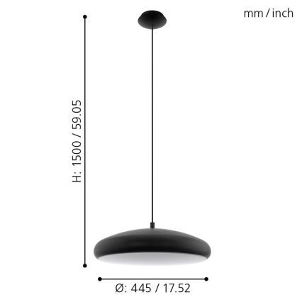 Eglo 33328 - LED RGBW Підвісна люстра з регулюванням яскравості RIODEVA-C LED/27W/230V 2700-6500K чорний