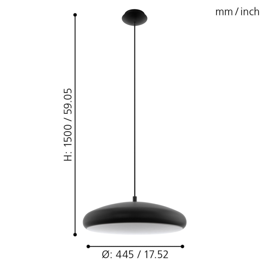 Eglo 33328 - Светодиодная подвесная RGBW-люстра с регулированием яркости RIODEVA-C LED/27W/230V 2700-6500K черный