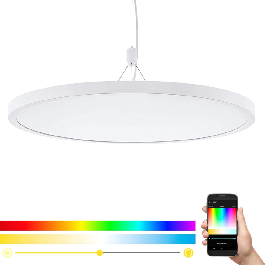 Eglo 33676 - LED RGBW з регулюванням яскравості підвісна люстра на тросі CERIGNOLA-C LED/32W/230V 2700-6500K біла + пульт дистанційного керування