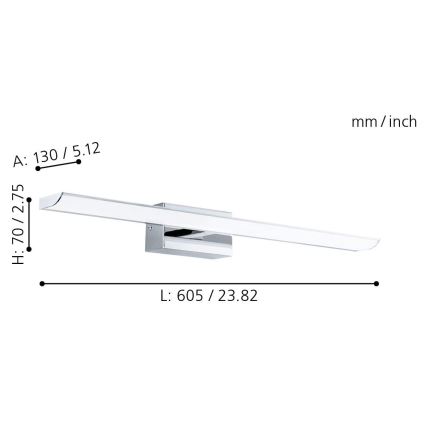 Eglo 33767 - LED RGBW Підсвітка для дзеркала для ванної кімнати з регулюванням яскравості TABIANO-C LED/15,6W/230V 2700-6500K 60,5 см IP44 + пульт дистанційного керування