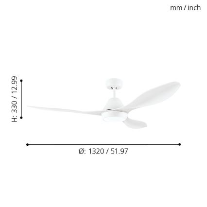 Eglo - Светодиодный потолочный вентилятор LED/18W/230V + дистанционное управление