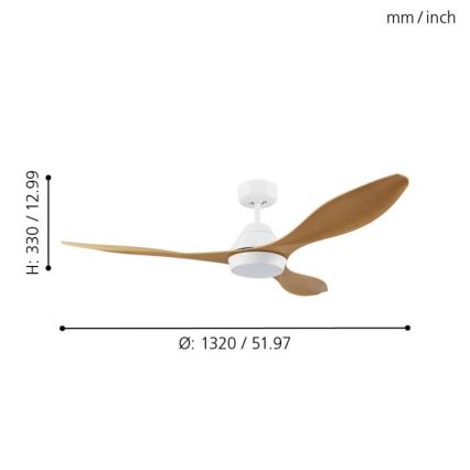 Eglo - Светодиодный потолочный вентилятор LED/18W/230V + пульт ДУ