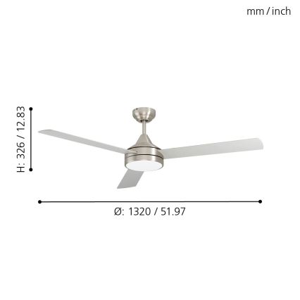 Eglo - LED Стельовий вентилятор LED/20W/230V + пульт дистанційного керування
